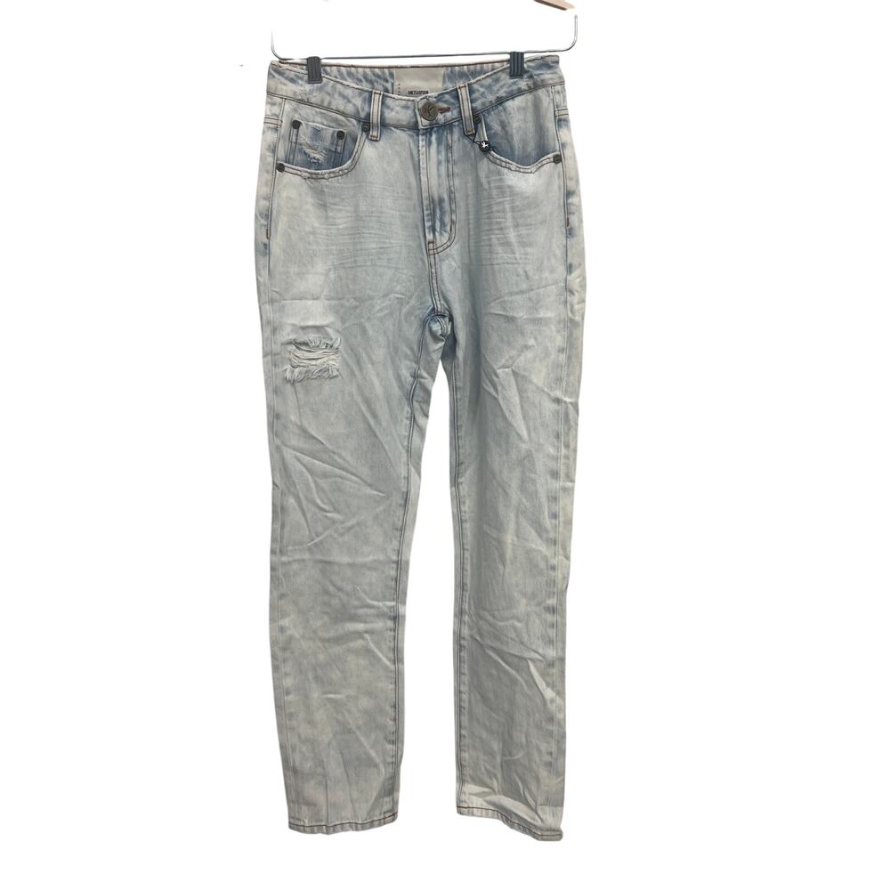 One Teaspoon Sz 26 Light Wash Distressed High Waist Baggies Straight Leg Jeans